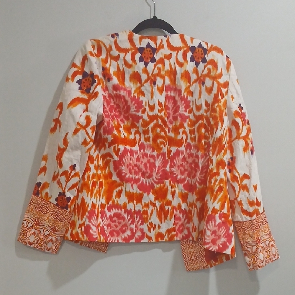 Peck & Peck Orange and Purple Floral Jacket Sz L NEW WITH TAGS - Picture 6 of 13